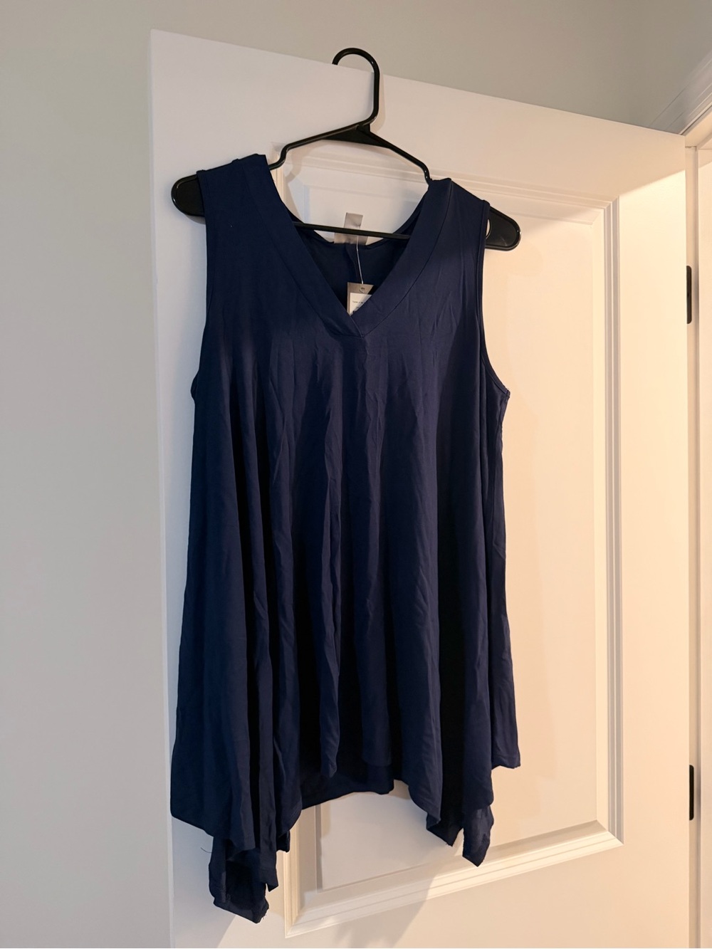 Avenue Navy V-Neck Flowing Tank Top